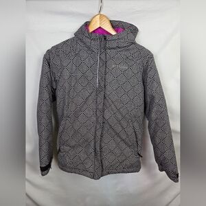 Girl's Black/Grey/Pink Hooded Columbia Coat - Size M